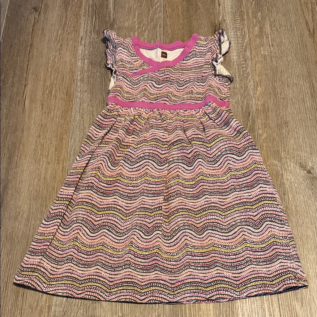 Girls Tea PurplePink Multicolor WavePrint Dress
